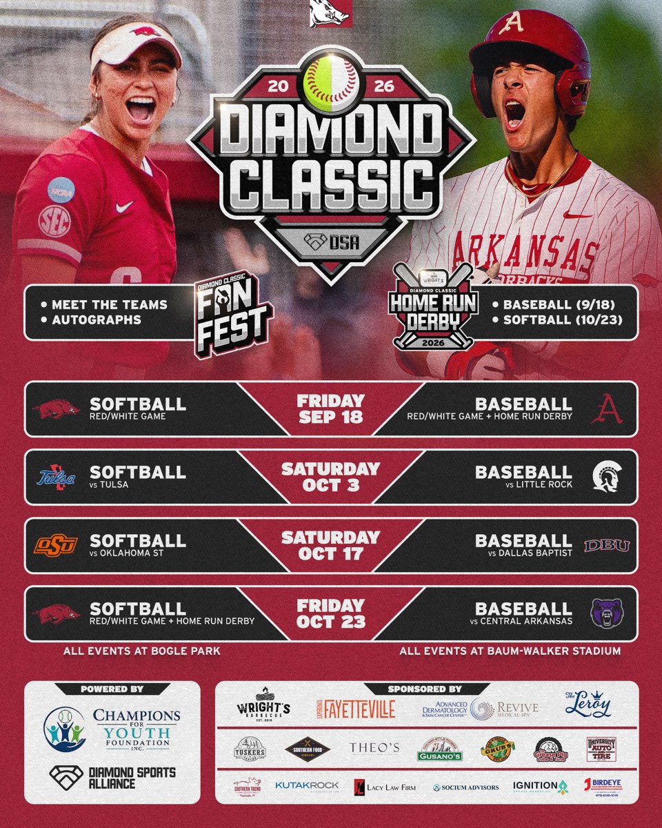 Diamond Classic 2026 schedule graphic. The same dates, matchups and venues are listed in the schedule table on this page.